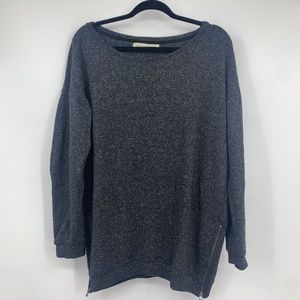 Graham & Spencer women medium sweater‎ tunic oversized side zip wool blend gray